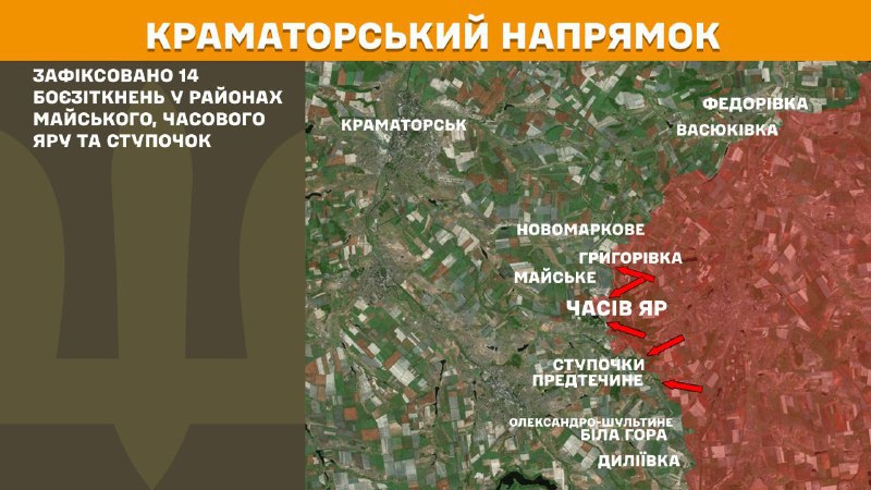 At Kramatorsk axis clashes yesterday near  Mayske, Chasiv Yar and Stupochky, - General Staff of Armed Forces of Ukraine reports