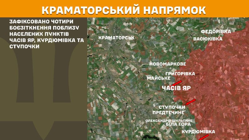At Kramatorsk axis clashes yesterday near  Chasiv Yar, Kurdumivka and Stupochky, - General Staff of Armed Forces of Ukraine reports