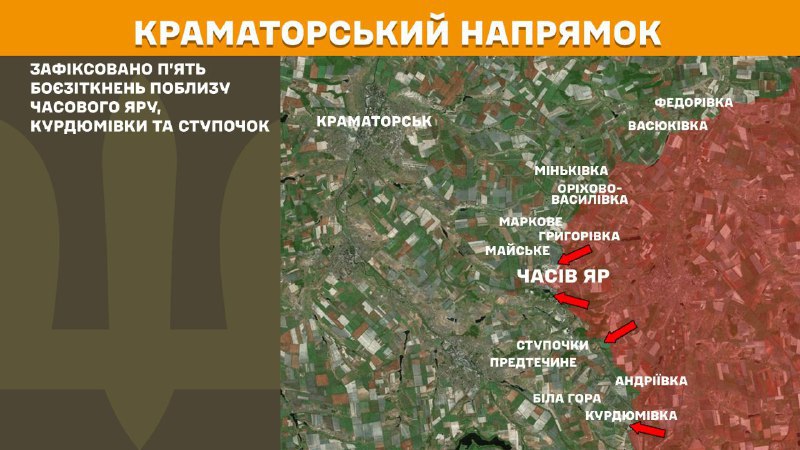 En Kramatorsk se produjeron ayer enfrentamientos en las inmediaciones de Chasiv Yar, Kurdumivka y Stupochky, según informa el Estado Mayor General de las Fuerzas Armadas de Ucrania.