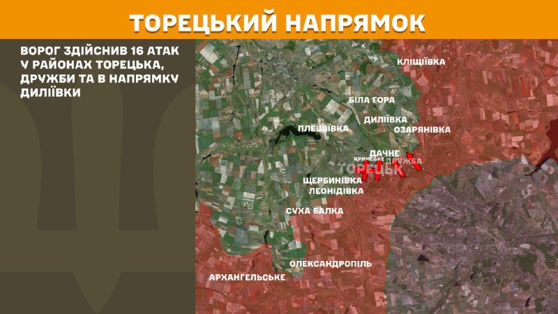 At Toretsk axis clashes yesterday near Toretsk, Druzhba and towards Dyliyivka, - General Staff of Armed Forces of Ukraine reports