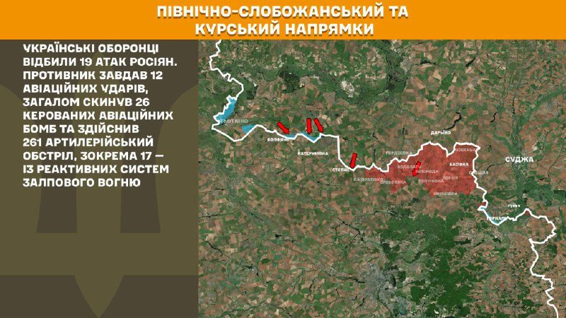 At Kursk and North Slobozhansky(Sumy) direction Ukrainian forces have repelled 19 Russian army assaults, - General Staff of Armed Forces of Ukraine reports