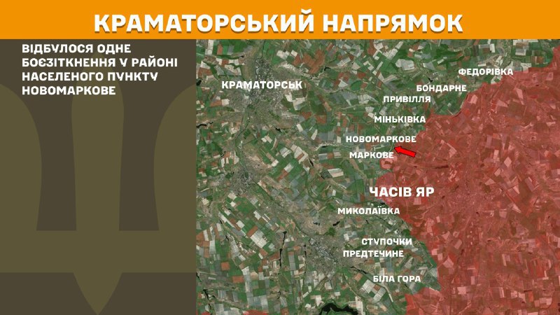 At Kramatorsk direction clashes yesterday near Novomarkove, - General Staff of Armed Forces of Ukraine reports