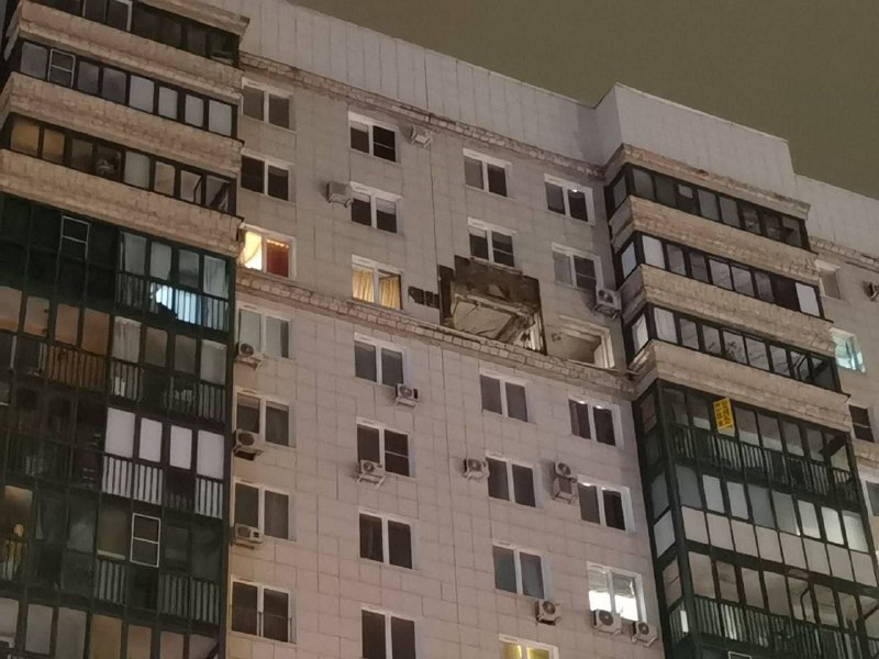 Damage in Krasnogorsk of Moscow region as a suspected drone crashed into residential house