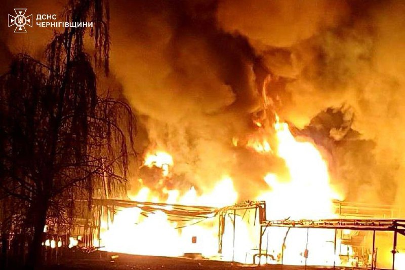 Ukrainian EMERCOM: Russia attacked critical infrastructure in Pryluky district with drones and missiles, causing fire
