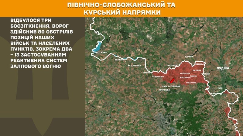 На Курському та Північно-Слобожанському (Сумському) напрямках українські війська відбили 3 атаки російської армії, – повідомляє Генеральний штаб Збройних сил України